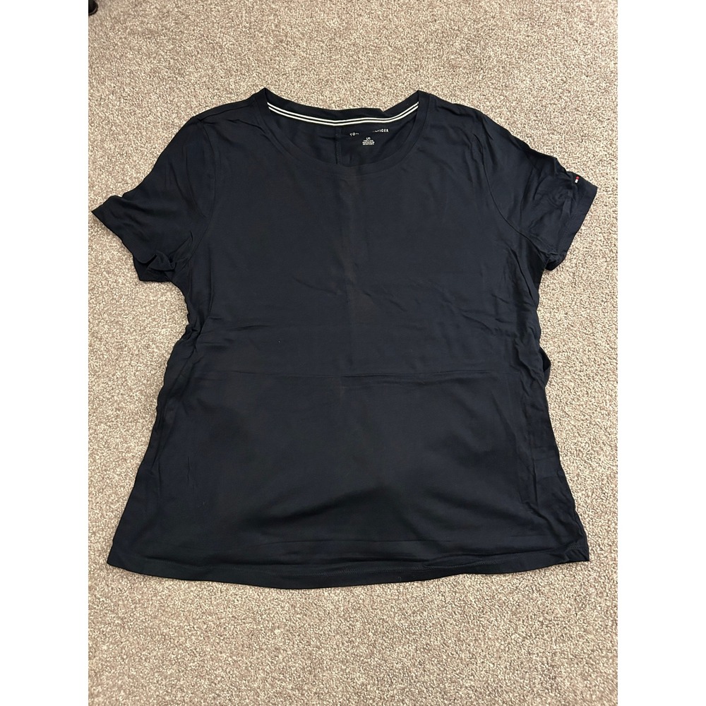 Tommy Hilfiger T-Shirt Womens Large Navy‎ Blue Excellent Short Sleeve Logo Tee